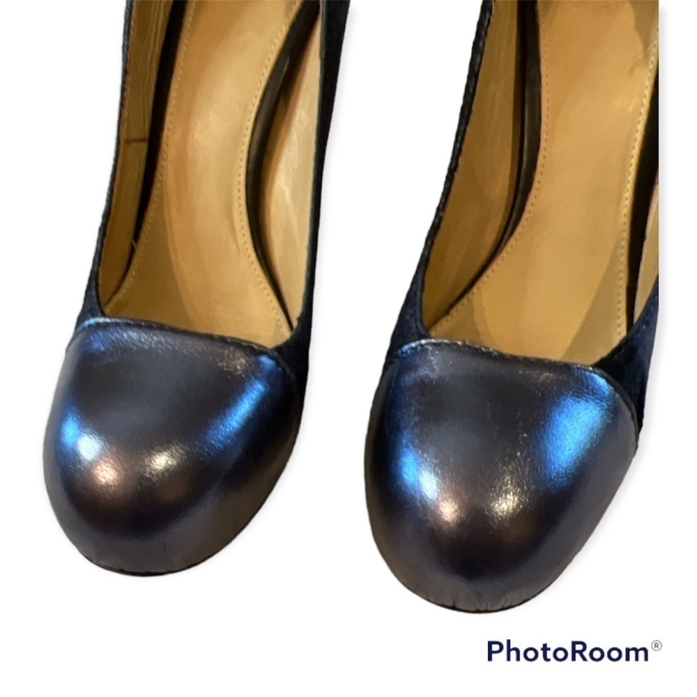 Acne Studios Leather & Textured Suede Midnight Blue and Pewter Blue Size 9/40 - Picture 7 of 9